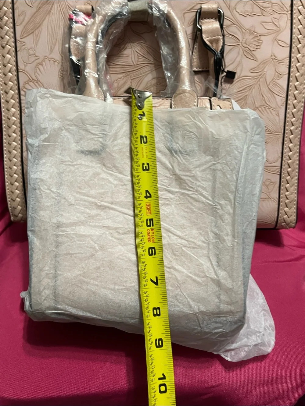 Bag Party , two toes, Embossed Floral Tote Bag in Blush Pink - Women Bags